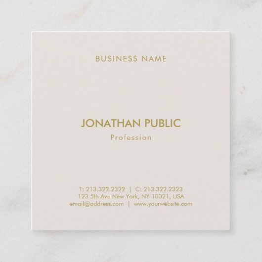 Elegant minimalistisch vierkant Sjabloon Moderne l Vierkante Visitekaartje (Achterkant)