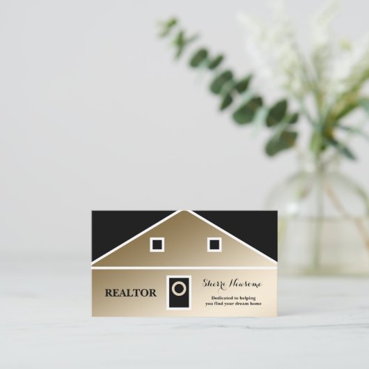 Elegant minimalistisch Visitekaartje voor Blk/Gold (Staand voorkant)