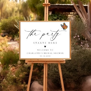 Elegant minimalistisch vlinder Vrijgezellenfeest t Poster