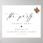 Elegant minimalistisch vlinder Vrijgezellenfeest t Poster (Voorkant)