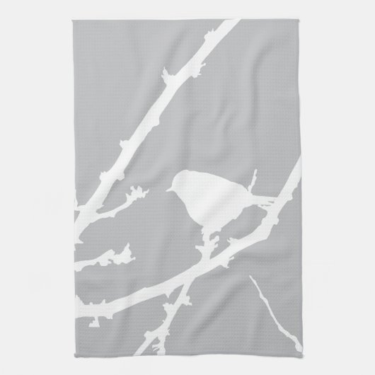 Elegant minimalistisch vogelsilhouet theedoek (Verticaal)