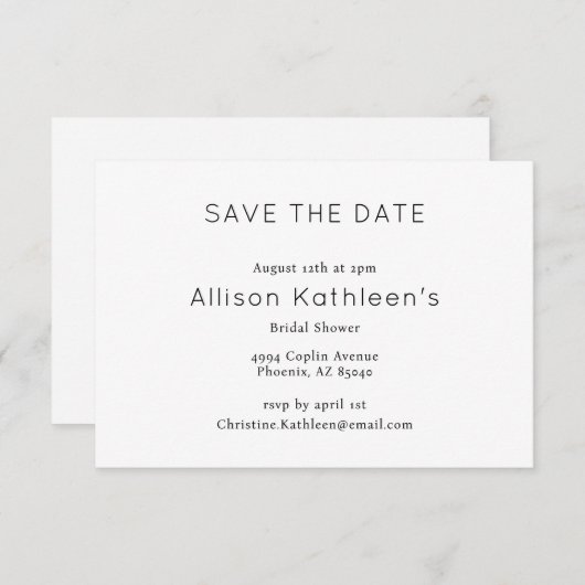 Elegant minimalistisch Vrijgezellenfeest Save the  Informatiekaartje