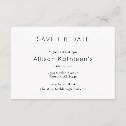 Elegant minimalistisch Vrijgezellenfeest Save the  Informatiekaartje (Voorkant)