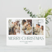 Elegant Minimalistisch Vrolijk Kerst 3 Foto Feestdagenkaart (Staand voorkant)