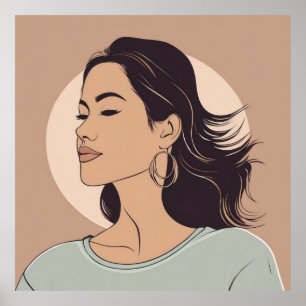 Elegant minimalistisch vrouwenportret - moderne ku poster