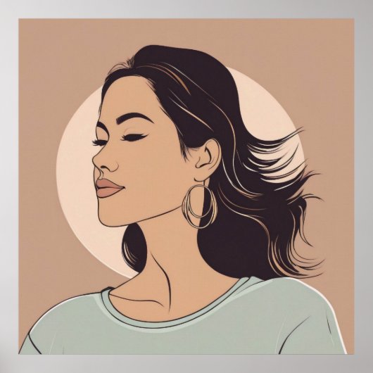 Elegant minimalistisch vrouwenportret - moderne ku poster (Voorkant)