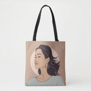 Elegant minimalistisch vrouwenportret - moderne ku tote bag