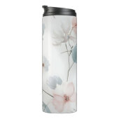Elegant minimalistisch Waterverf bloemmotief Thermosbeker (Geroteerd rechts)