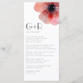 Elegant minimalistisch Waterverf Poppy Gray Weddin Menu (Voorkant)