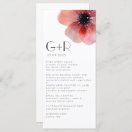 Elegant minimalistisch Waterverf Poppy Wedding Menu