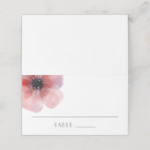 Elegant minimalistisch Waterverf Poppy Wedding Plaatskaartje (Buitenkant ongevouwen)