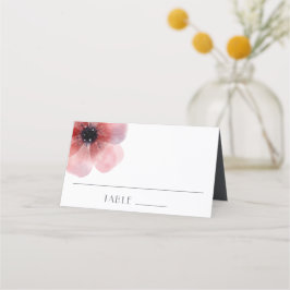 Elegant minimalistisch Waterverf Poppy Wedding Plaatskaartje