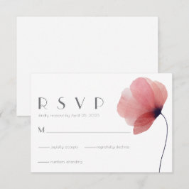 Elegant minimalistisch Waterverf Poppy Wedding RSV RSVP Kaartje