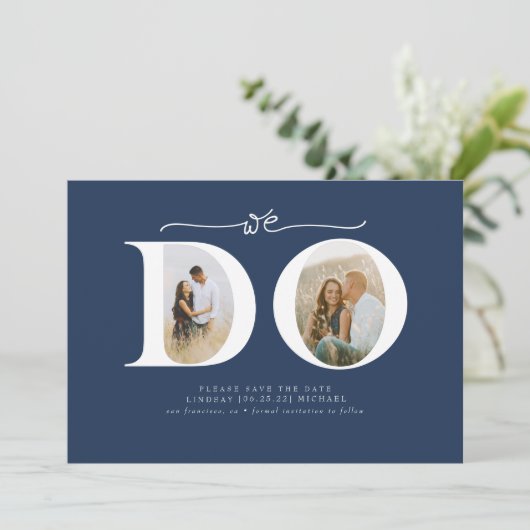Elegant minimalistisch We doen Save the Date 2 fot (Staand voorkant)