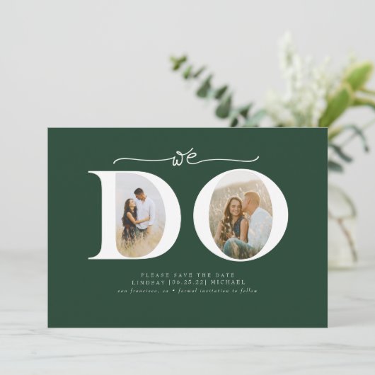 Elegant minimalistisch We doen Save the Date 2 fot (Staand voorkant)
