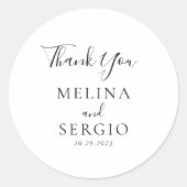 Elegant minimalistisch weddenschap met kalligrafie ronde sticker (Voorkant)