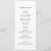 Elegant minimalistisch weddenschap programmakaart (Achterkant)