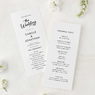Elegant minimalistisch weddenschap programmakaart
