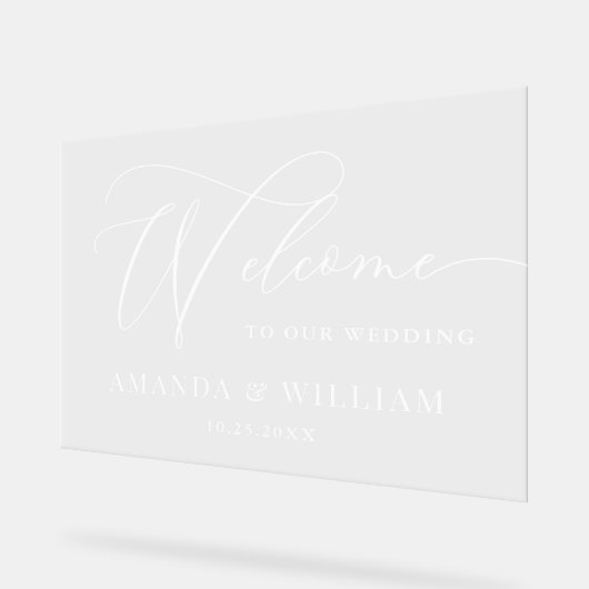 Elegant Minimalistisch WELKOM bruiloft Acryl Bord (Hoek)