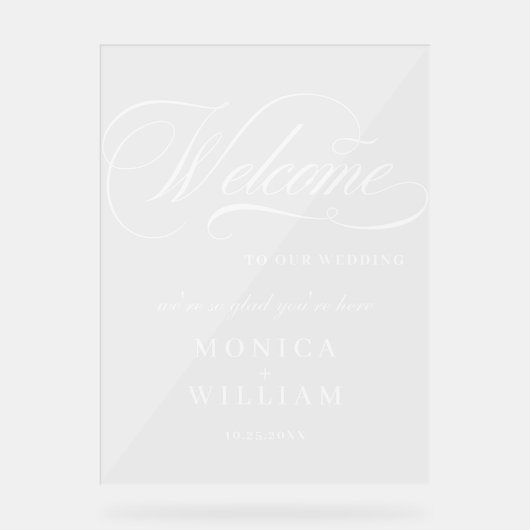 Elegant Minimalistisch WELKOM bruiloft Acryl Bord (Voorkant)