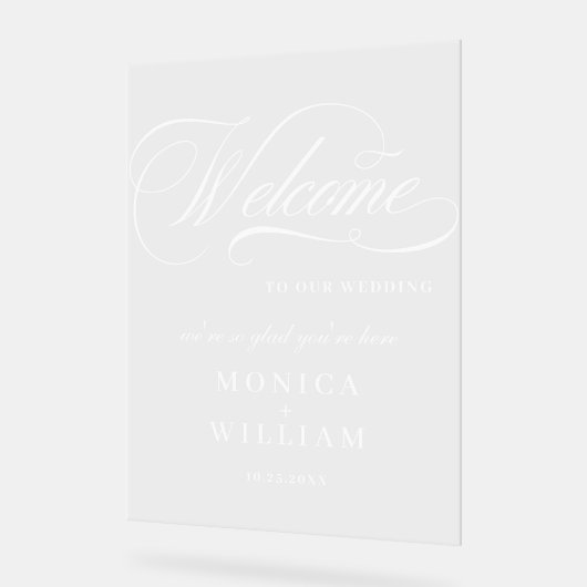 Elegant Minimalistisch WELKOM bruiloft Acryl Bord (Hoek)