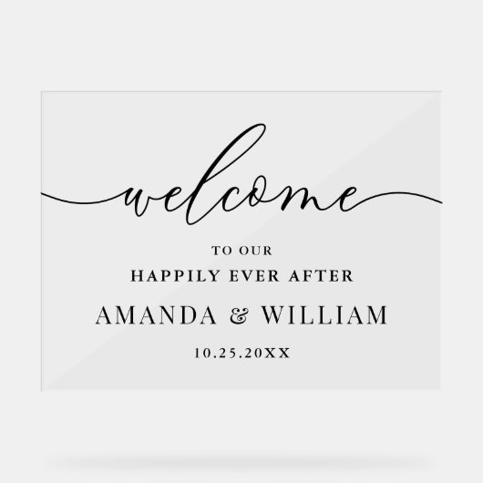 Elegant Minimalistisch WELKOM bruiloft Acryl Bord (Voorkant)