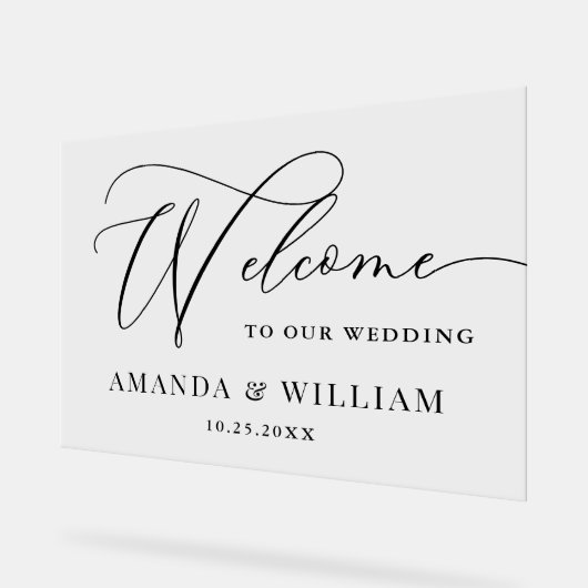 Elegant Minimalistisch WELKOM bruiloft Acryl Bord (Hoek)