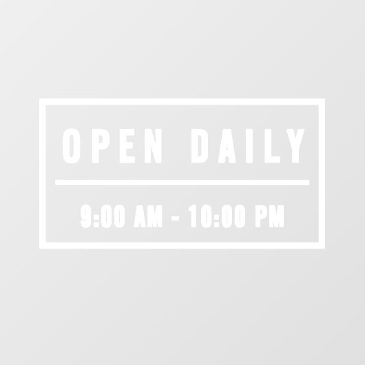 Elegant minimalistisch Welkomstscherm Open Daily S Raamsticker (Vel)
