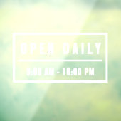 Elegant minimalistisch Welkomstscherm Open Daily S Raamsticker (Vel 3)