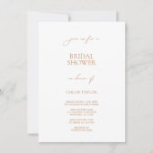 Elegant minimalistisch White Bridal Shower Invitat Kaart (Voorkant)