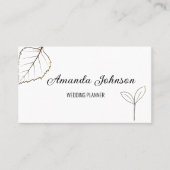 Elegant Minimalistisch White en Gold Floral Visitekaartje (Voorkant)