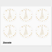 Elegant minimalistisch White Gold Star Merry-kerst Ronde Sticker (Vel)