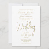 Elegant minimalistisch White Gold Wedding Kaart (Voorkant)
