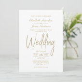Elegant minimalistisch White Gold Wedding Kaart (Staand voorkant)