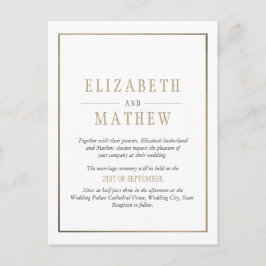 Elegant minimalistisch White Gold Wedding Uitnodiging Briefkaart