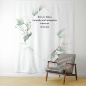 Elegant minimalistisch White Greenery Wedding Back Wandkleed (In situ)