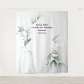 Elegant minimalistisch White Greenery Wedding Back Wandkleed (Voorkant)