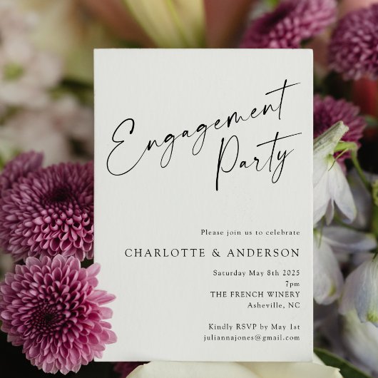 Elegant minimalistisch White Modern Engagement Par Kaart