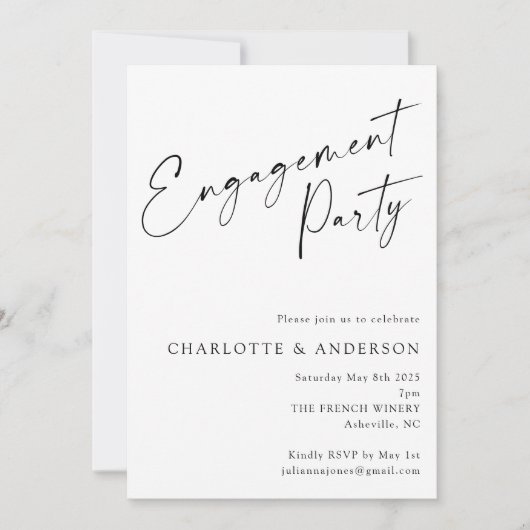 Elegant minimalistisch White Modern Engagement Par Kaart (Voorkant)