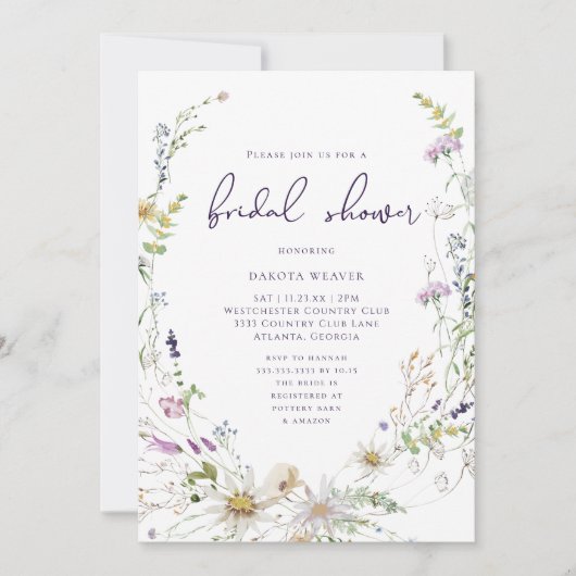 Elegant minimalistisch Wildflower Vrijgezellenfees Kaart (Voorkant)