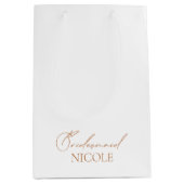 Elegant minimalistisch wit bruidbruidsmeisje medium cadeauzakje (Voorkant)