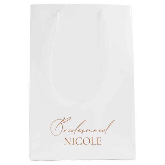 Elegant minimalistisch wit bruidbruidsmeisje medium cadeauzakje (Voorkant)