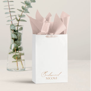 Elegant minimalistisch wit bruidbruidsmeisje medium cadeauzakje