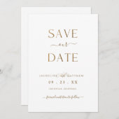 Elegant minimalistisch wit en goud, huwelijk save the date (Voorkant / Achterkant)