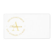 Elegant minimalistisch wit en goudmonogram Etiket (Voorkant)