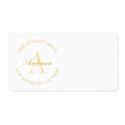 Elegant minimalistisch wit en goudmonogram Etiket (Voorkant)