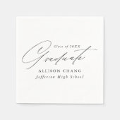 Elegant minimalistisch wit en zwart Afstuderen Servet (Voorkant)