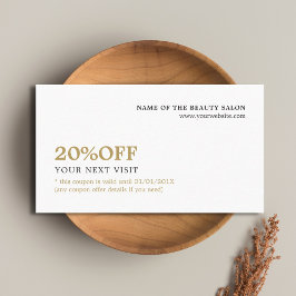 Elegant minimalistisch wit Faux Gold Coupon Beauty
