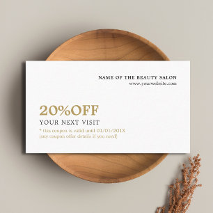 Elegant minimalistisch wit Faux Gold Coupon Beauty