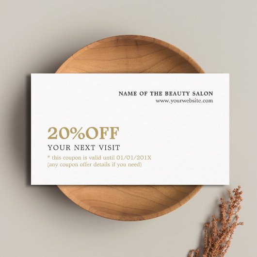 Elegant minimalistisch wit Faux Gold Coupon Beauty
